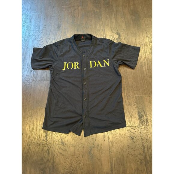 Nike Air spelled out Jordan Jumpman Baseball‎ Jersey Mens sewn logo Retro - Picture 1 of 2